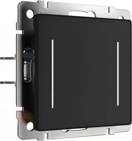 Сенсорный выключатель двухклавишный с подсветкой (черный) Werkel W4522008 (a063602)