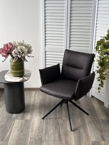 Стул DEAN 360 град.поворот. Темно-серый  экокожа  Maison 99# / Черный, ®DISAUR (арт.621M05774)