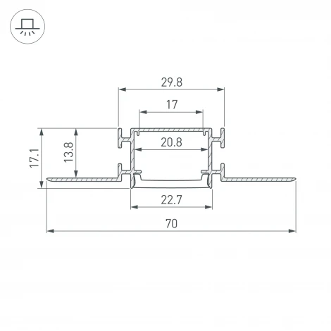 Профиль FANTOM-W23-2000 ANOD (Arlight, Алюминий) 040330 ARH-FANTOM