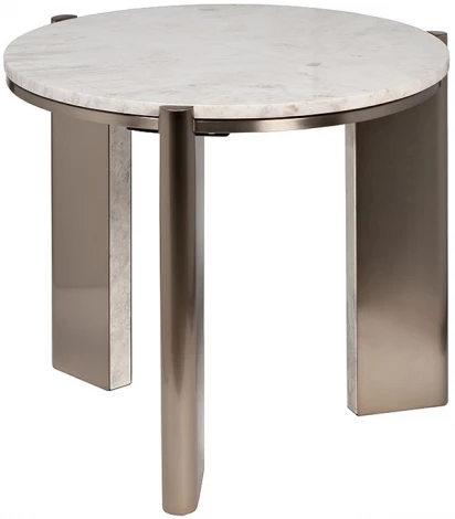 57EL-10083 Стол журнальный натур.белый мрамор Cass White d 57*50см Garda Decor