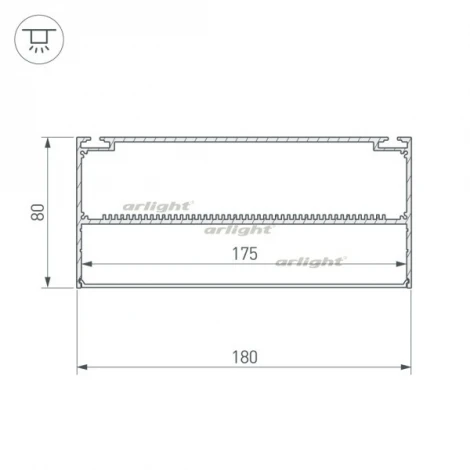 Профиль с экраном ARH-POWER-W180-2000 ANOD (Алюминий) 027921 Arlight
