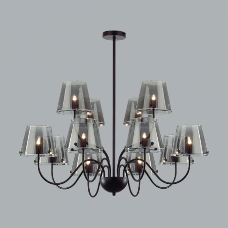 Потолочная люстра ярусная на штанге Lumion Smoky 6570/12C черный/дымчатый/металл/стекло G9 12*20W 220V