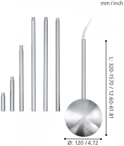 Комплект для подвода питания к светильнику Eglo Extention, хром