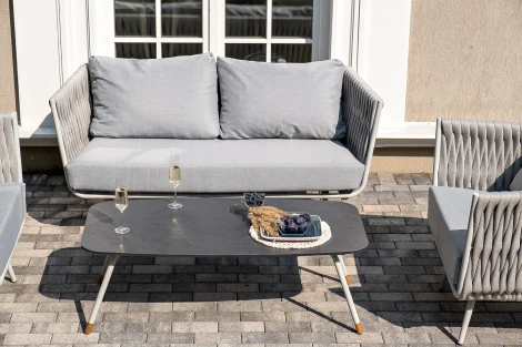 "Верона" журнальный стол из HPL 120х65, H40, каркас светло-серый (RAL 7035) муар, цвет столешницы "серый гранит" 4SIS арт.УТ-00008415