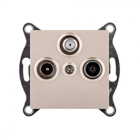 Розетка тройная TV (мама) + TV (папа) + спутниковая SAT золотой Kollinger REA-036GD для Aspekt, Eleganz, Reflex