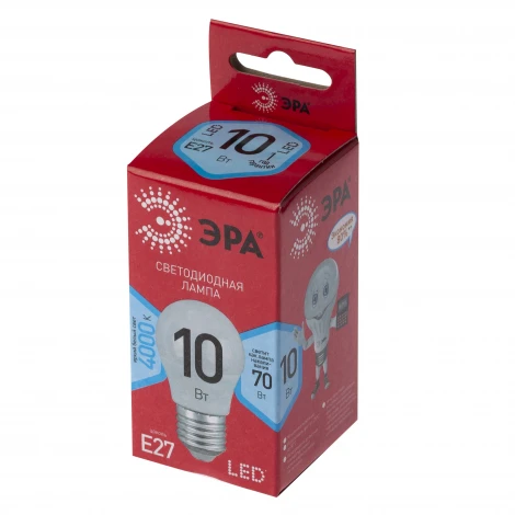 Лампочка светодиодная E27 10W ЭРА LED P45-10W-840-E27 R