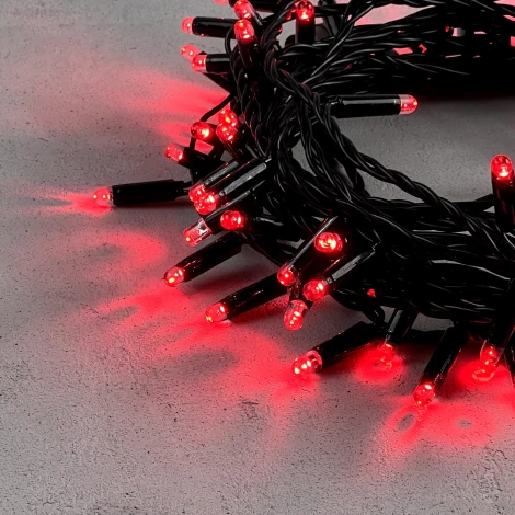 Гирлянда Нить с колпачком 10м красная 24В, 100 LED, провод черный ПВХ, IP65 Laitcom PST100CAP-11-1R