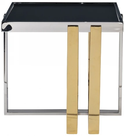 47ED-20920 Стол журнальный черн.стекло/хром+золото 55*55*55см Garda Decor