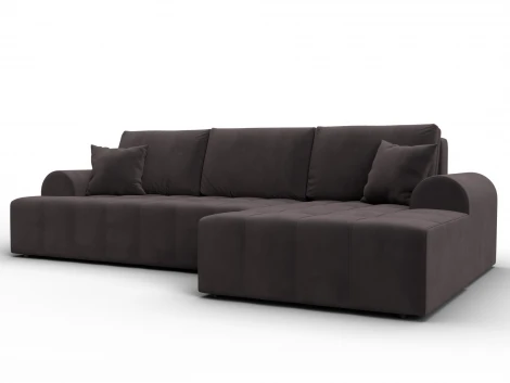 Диван угловой Лига-080 угол правый (ДСП/Пластик/Велюр/Коричневый) Лига Диванов 134749