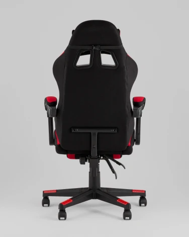 Кресло спортивное TopChairs Prophet с оттоманкой ткань черно-красный арт.УТ000039482