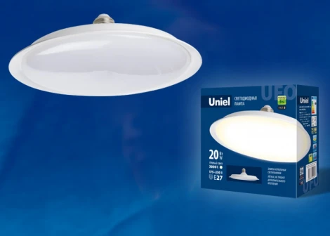Лампочка светодиодная таблетка белая E27 20W 3000K Uniel LED-U165-20W/3000K/E27/FR PLU01WH
