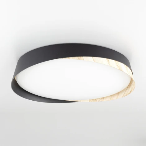 Потолочный светильник RGB круглый Citilux Bonny CL754351G Черный+Клен LED с пультом (220V, круглые)