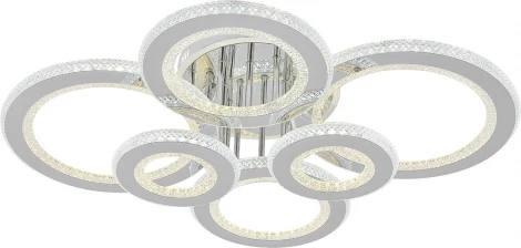 Потолочная люстра светодиодная с таймером Escada Venus 10297/6LED BL 140Вт, с ПДУ, металл/акрил, хром/прозрачный (220V, кольцо)