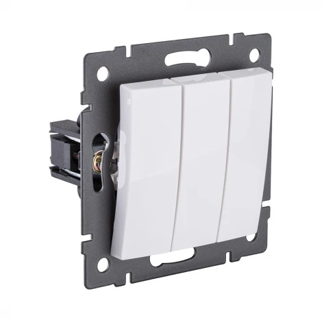 Выключатель 3-клавишный 10А/250В изогнутый, белый Kollinger REA-R-012WH для Aspekt, Eleganz, Reflex