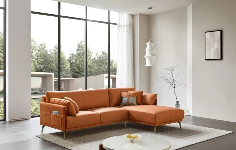 Диван ESF CALIFORNIA NAPPA SF002 угловой коричневый 6606 угол правый/Кожа