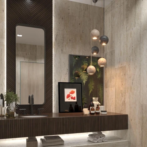 Подвесной светильник Odeon Light Travertino 6626/1L IP20 LED GU10 7W (не в комплекте) 220V черный/металл/травертин (на проводе, шар)