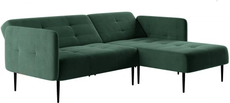 Monaco диван-кровать с шезлонгом, с подлокотниками, бархат зеленый 19 Top Concept арт.13010