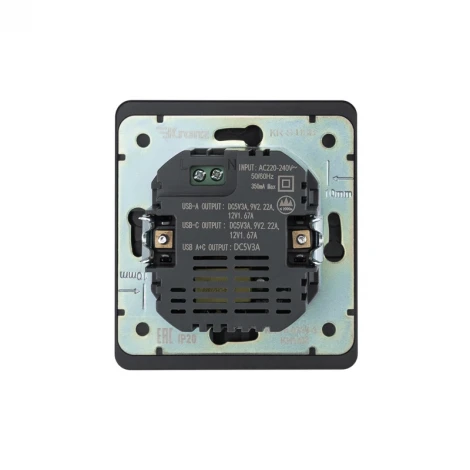 Розетка USB-A+Type-C 3А с функцией быстрой зарядки оникс Kranz Round KR-78-0734-3