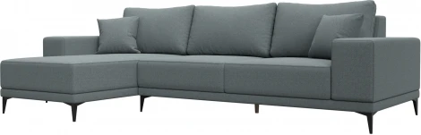 Диван угловой Льюес левый (Серый/Рогожка) Лига Диванов арт.124724L