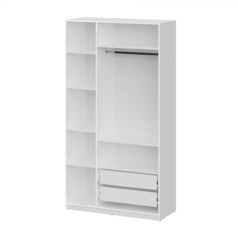 Шкаф распашной с наполнением Арника (7 полок + 2 ящика + штанга) ШК 5 (1200), Белый