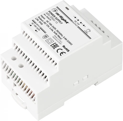 Блок питания ARV-DR60-12 (12V, 4,5A, 54W) (Arlight, IP20 DIN-рейка) 034672