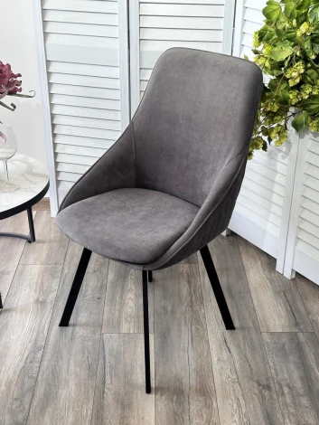 Стул CASA, 360 град. поворот. B28 Темно-серый, велюр / черный каркас, М-City