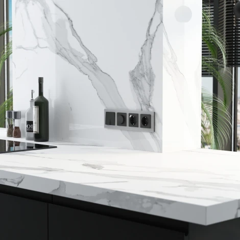 Рамка на 4 поста (серебряный, стекло soft-touch) Werkel W0043106 (a064571)