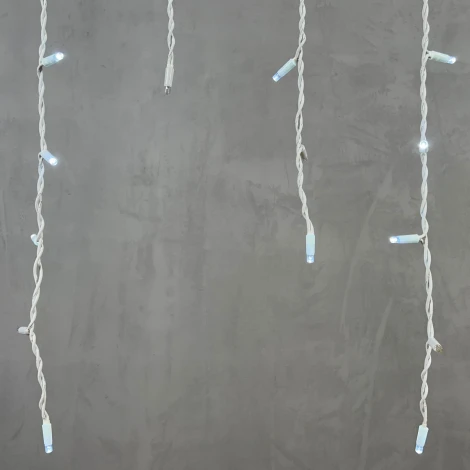 Гирлянда Бахрома 3,2 x 0,9 м белая с мерцанием белого диода 220В, 168 LED, провод белый каучук, IP65 Laitcom LL168BLW-8-2W