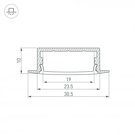 Профиль с экраном ARH-WIDE-F-H10-2000 ANOD+OPAL (Arlight, Алюминий) 036769