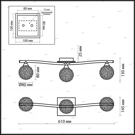 Настенно-потолочный светильник Odeon Light Aketi 2472/3W