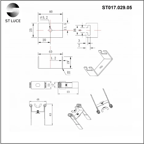 Монтажная скоба для ST017.129.05 ST Luce ST017.029.05