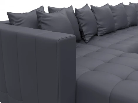 Диван П-образный Лига-052 НПБ Лонг (ЛДСП,Брус,Фанера/Пластик/Экокожа/Серый) Лига Диванов 129921