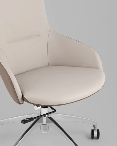 Кресло офисное TopChairs Soulo светло-серый, коричневый арт.УТ000039419