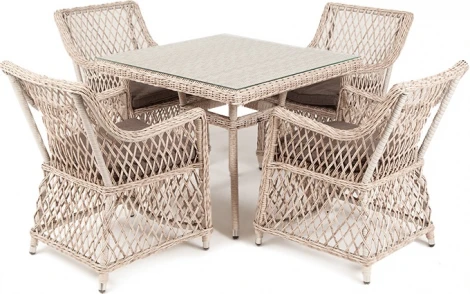 "Айриш" обеденная группа плетеная на 4 персоны, цвет бежевый 4SIS арт.УТ-00002199