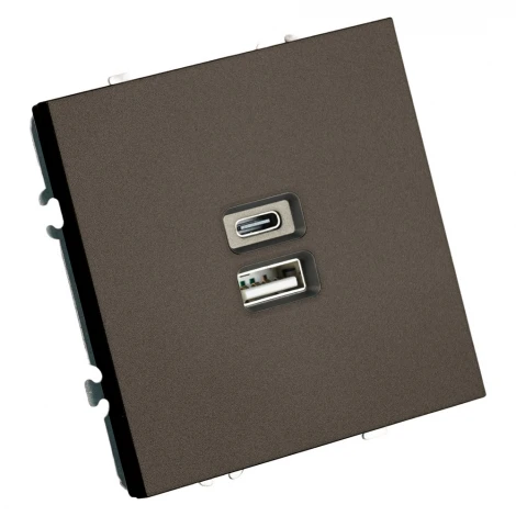 Розетка USB Type A+С (антрацит, soft touch) Stekker Эмили 49931