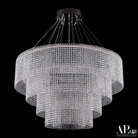 Подвесная люстра каскадная хрустальная светодиодная APL LED Sicilia SH02.93.4D.A.Ni.4000 (220V, на тросе)