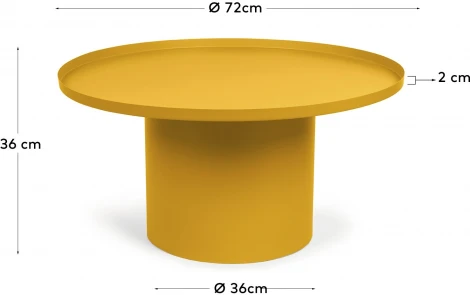 Fleksa Круглый журнальный столик из горчичного металла Ø 72 см La Forma (ex Julia Grup) арт.156993