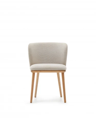 Ciselia Стул из бежевой синели и натурального массива ясеня La Forma (ex Julia Grup) арт.217215