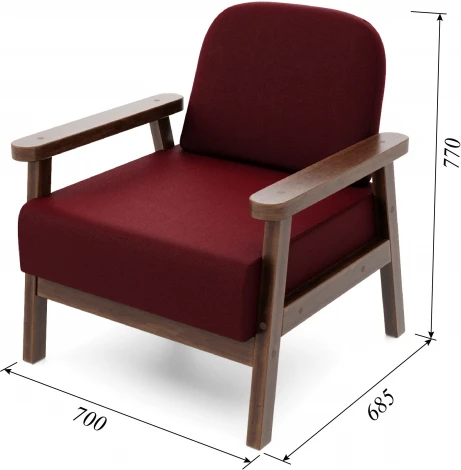 Кресло Arsko Флори орех велюр бордовый