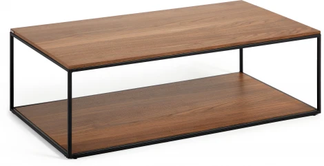 Yoana Журнальный столик из орехового шпона и черного металла 110 x 60 см La Forma (ex Julia Grup) арт.146309