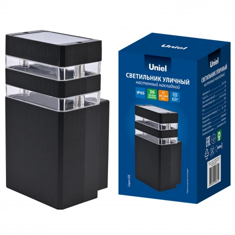 Настенный светильник уличный под лампу Е27 черный Uniel UUL-S17A 60W/E27 IP65 BLACK