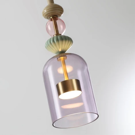 Подвесной светильник каскадный Odeon Light Palleta 5045/12LA античн.бронза/фиолетовый/металл/стекло/керамика LED 12W 4000К 1400Лм (220V, на проводе)