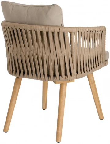 Стул уличный La Forma (ex Julia Grup) Hemilce (Бежевый,Серый/ Алюминий,Веревка,Пена,Полиэтилен,Акация)