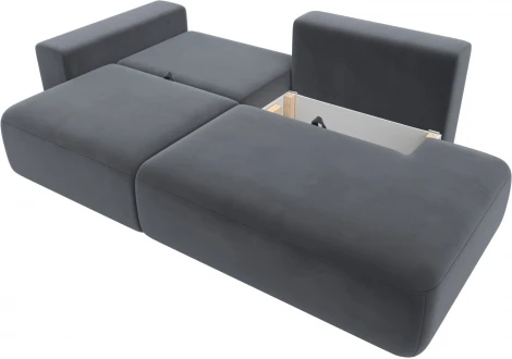 Диван прямой Лига-036 НПБ Модерн подлокотник слева (Серый/Велюр) Лига Диванов арт.121344L