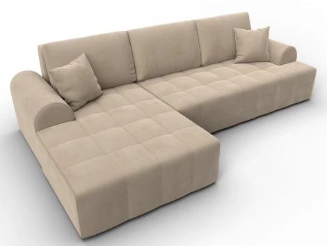 Диван угловой Лига-080 угол левый (ДСП/Пластик/Велюр/Бежевый) Лига Диванов 134745L