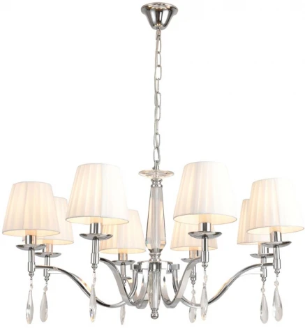 Подвесная люстра Lumion Magda 8316/8 хром/белый, металл/хрусталь/текстиль E14 8*40W 220V (на цепи)