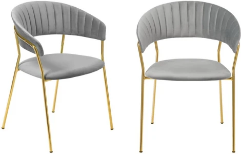 Комплект из 2-х стульев Turin серый с золотыми ножками Bradexhome арт.FR 0910P