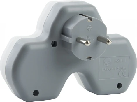 Разветвитель на 2 гнезда с заземлением и 2xUSB (белый,серый) Stekker 32872