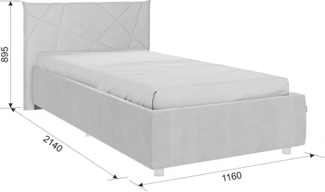 Кровать Woodville Квест (ДСП/Велюр, Серый) 505117