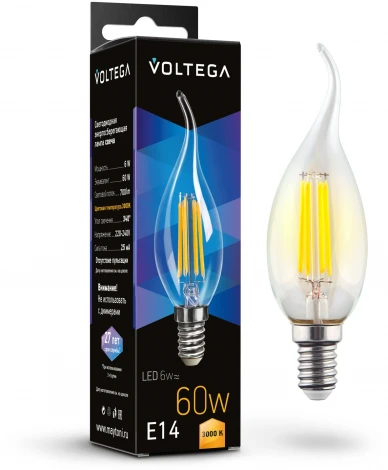 Светодиодная лампа 6W 3000K E14 Voltega Candle wind 6W 7209